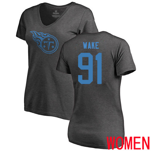 Tennessee Titans Ash Women Cameron Wake One Color NFL Football #91 T Shirt->nfl t-shirts->Sports Accessory